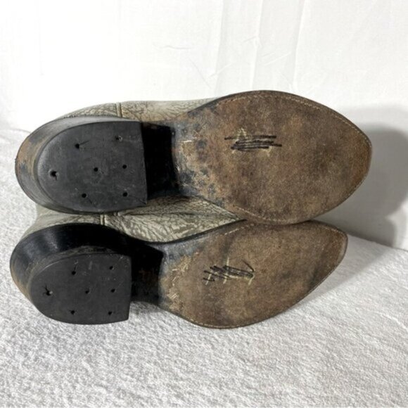 Vintage Grey Green Leather Pointed Toe Cowboy Boots 8.5 - Picture 6 of 16